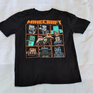 Minecraft Graphic T-Shirt Youth Size L Black Pixel Game Tee Gamer Shirt